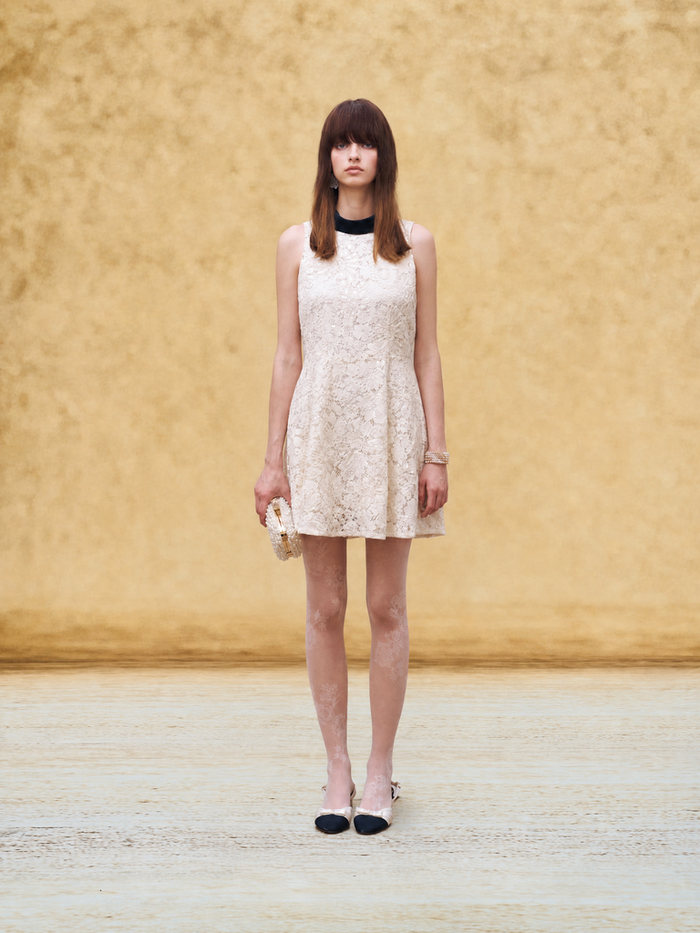 Bow Detail Lace Sleeveless Mini Dress