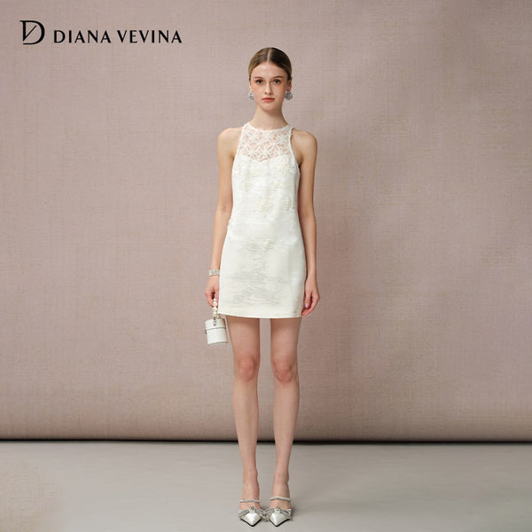 FLORAL PATCHWORK HAND-BEADED DRESS