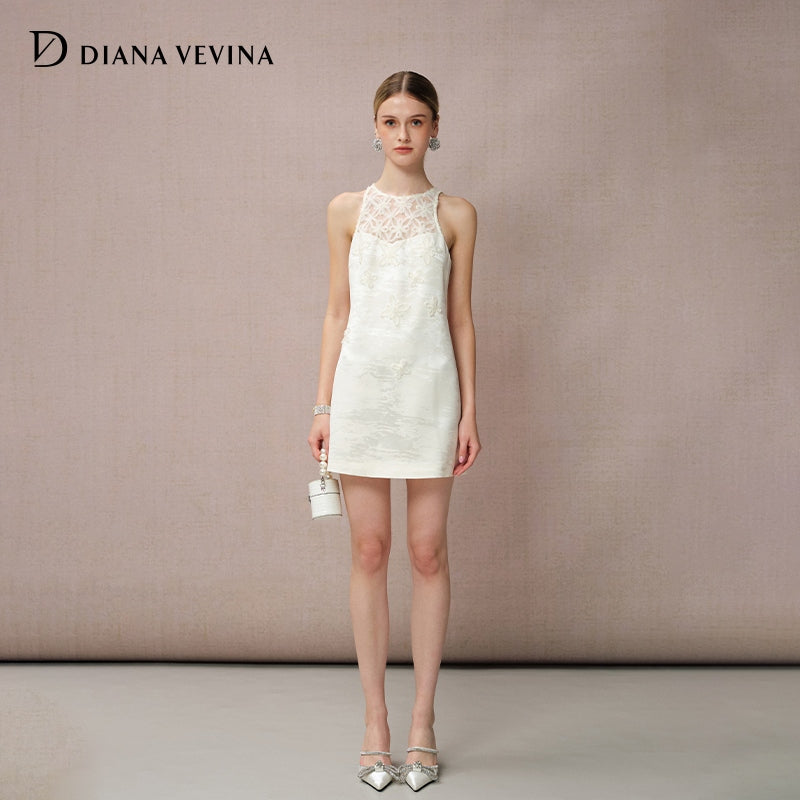 FLORAL PATCHWORK HAND-BEADED DRESS