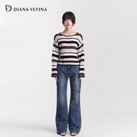 STRIPED EYELET KNIT TOP