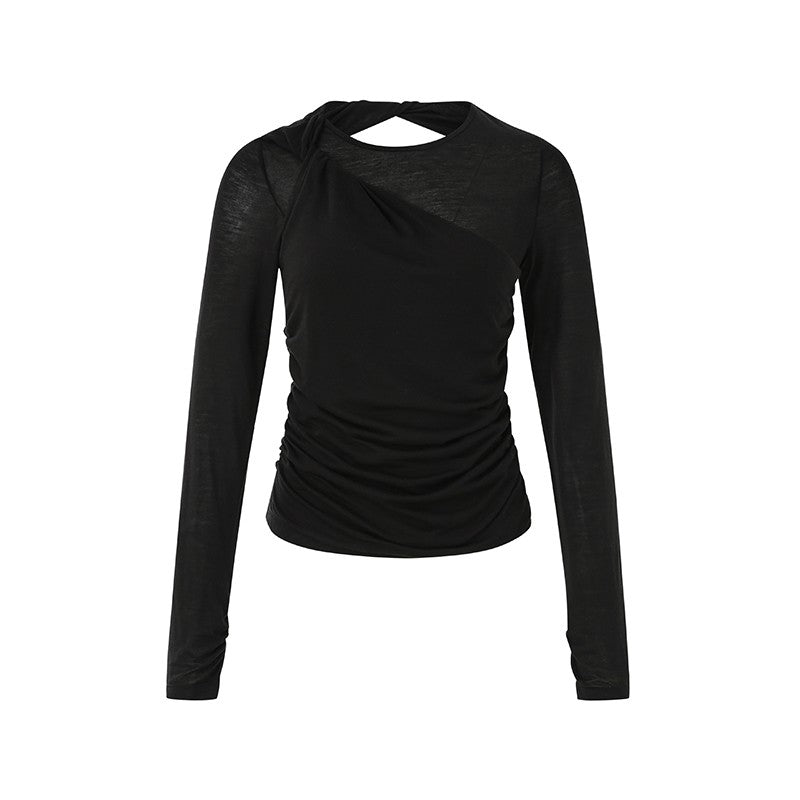 BLACK LONG SLEEVE ESSENTIAL TOP