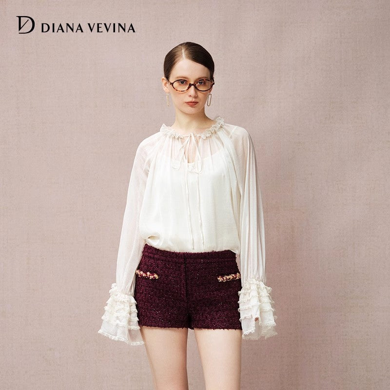 LACE SHAWL COLLAR BLOUSE