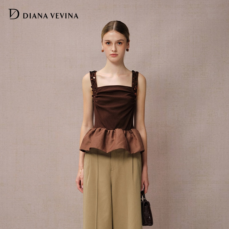COFFEE EMBELLISHED BUD KNIT VEST