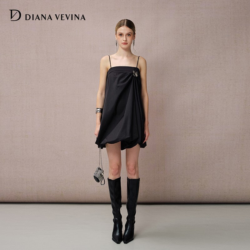 BLACK STRAPPY BUTTERFLY DRESS