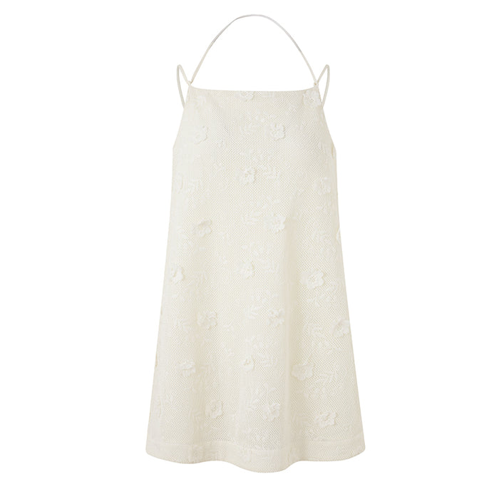 EYELET LACE FLORAL CONVERTIBLE TIE SLEEVELESS TOP