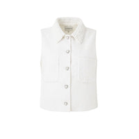 LACE COLLAR TWEED VEST