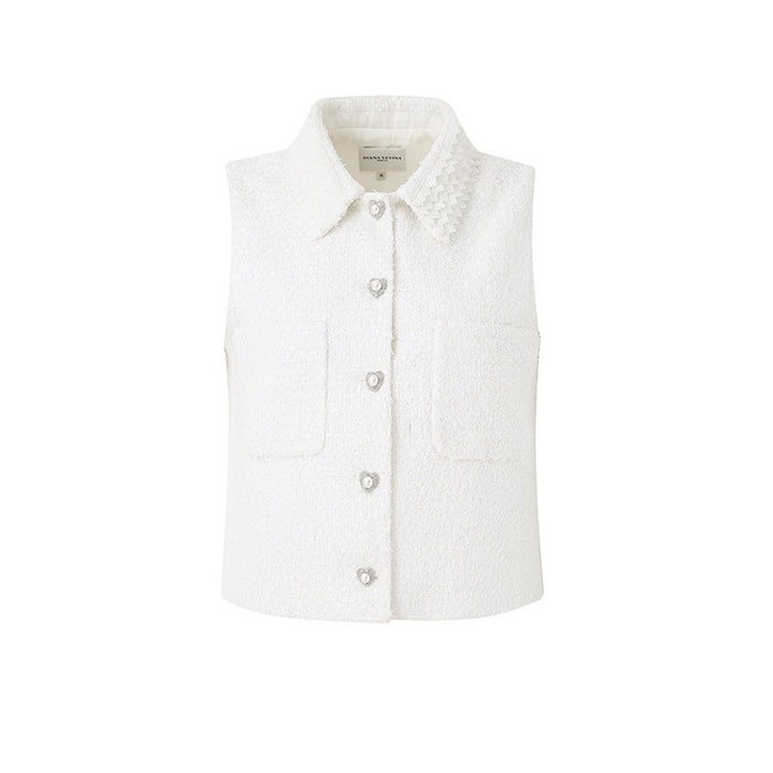 LACE COLLAR TWEED VEST