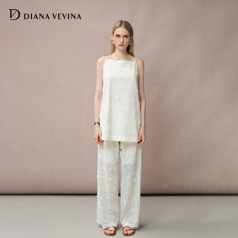 EYELET LACE FLORAL PANTS
