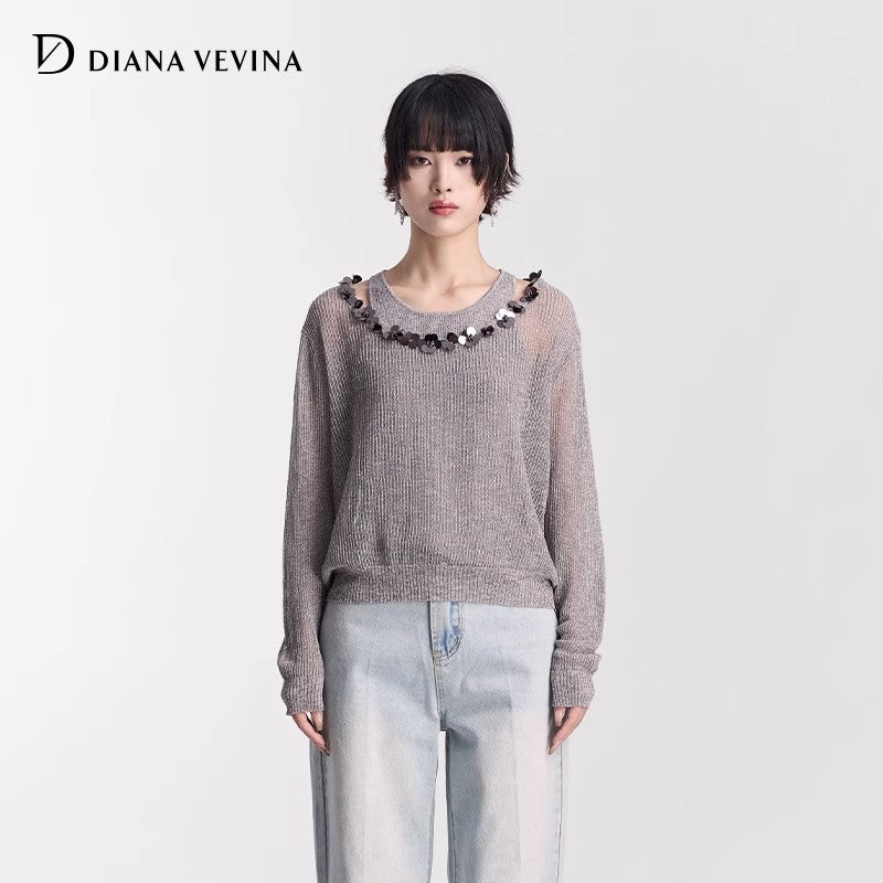 WHITE & GREY TWO-PIECE PULLOVER KNIT