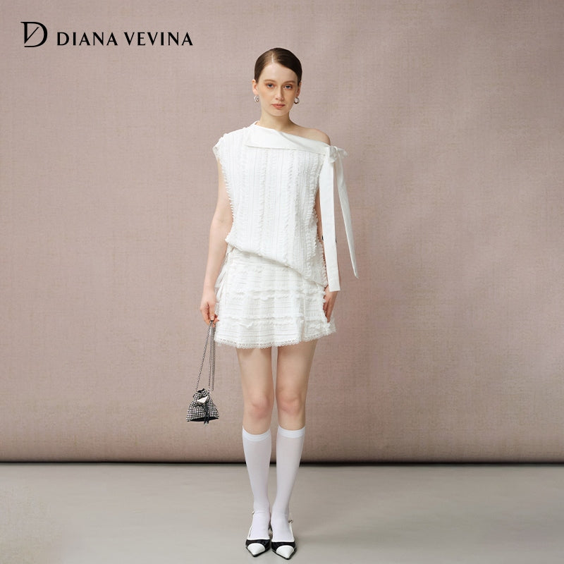 WHITE RUCHED SKIRT