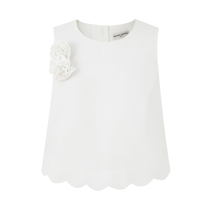 WHITE SCALLOPED EDGE VEST