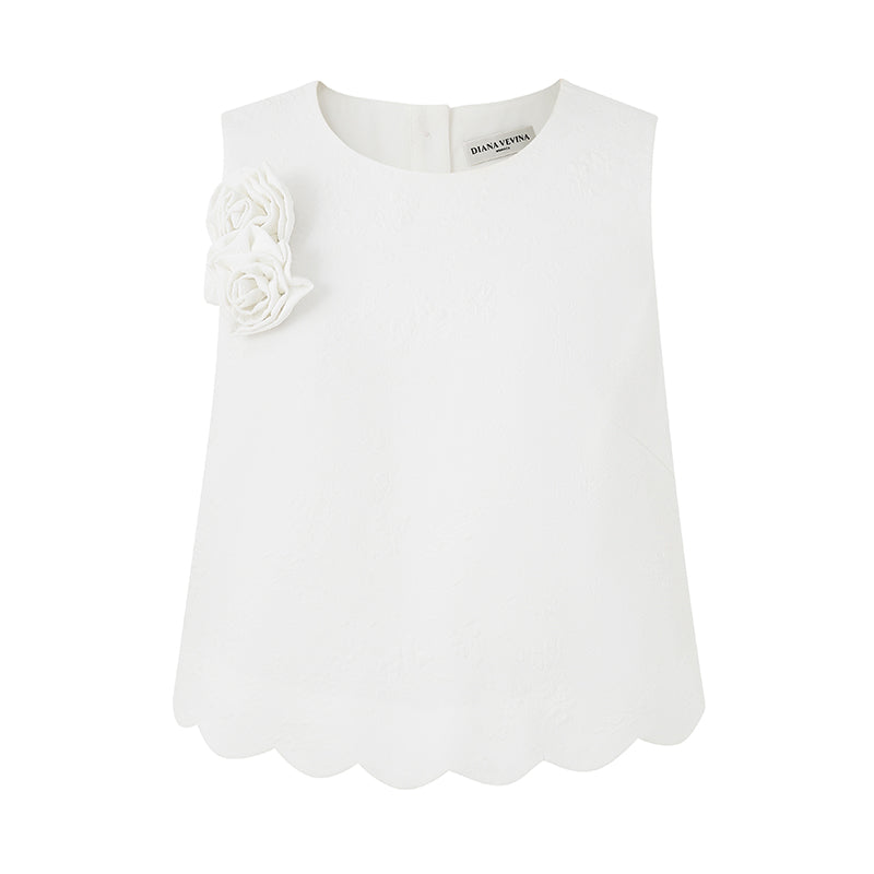 WHITE SCALLOPED EDGE VEST