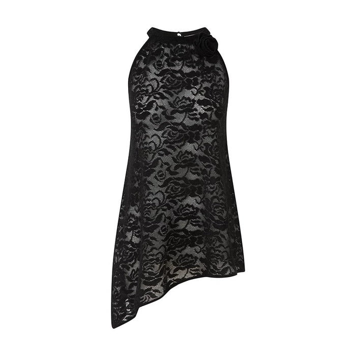BLACK JACQUARD VEST TOP