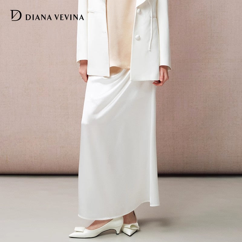 WHITE ACETATE SKIRT
