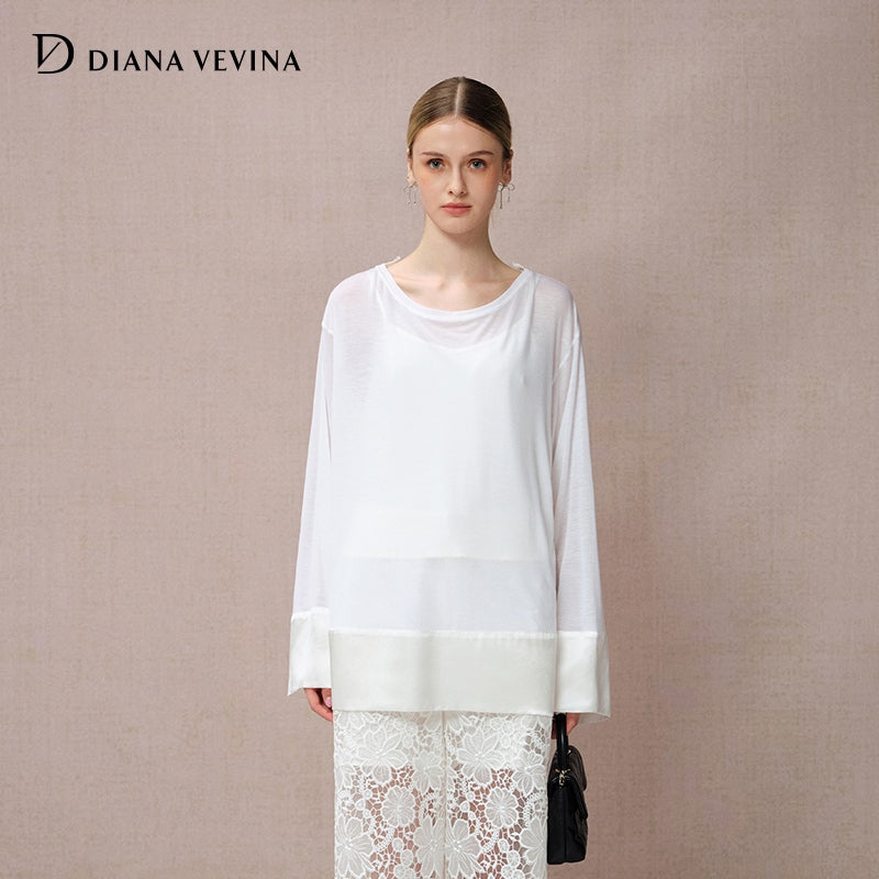 KNIT PANEL LONG SLEEVE T-SHIRT