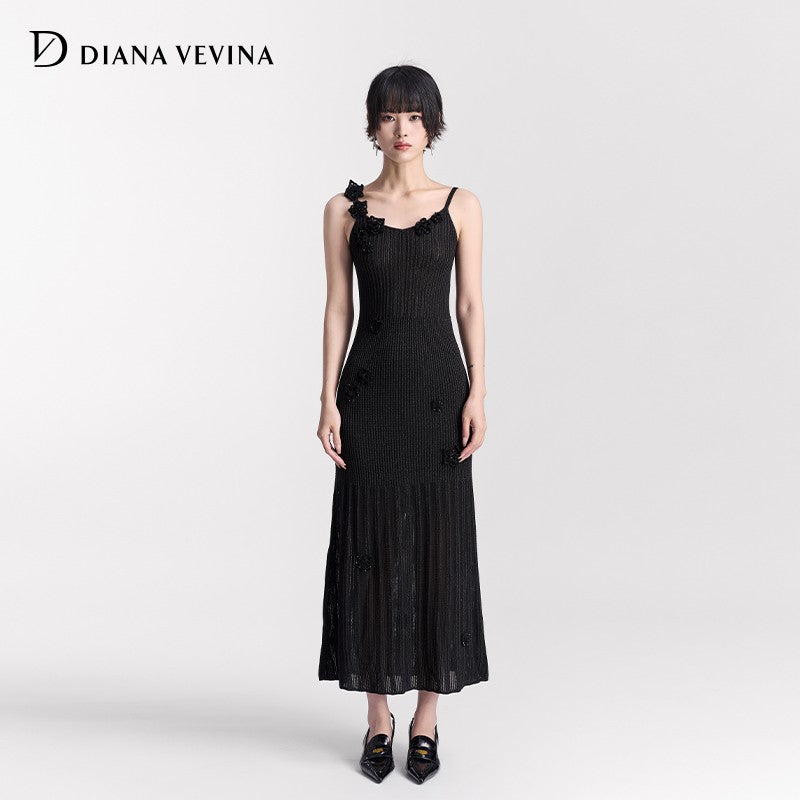 BLACK CROCHET KNIT DRESS
