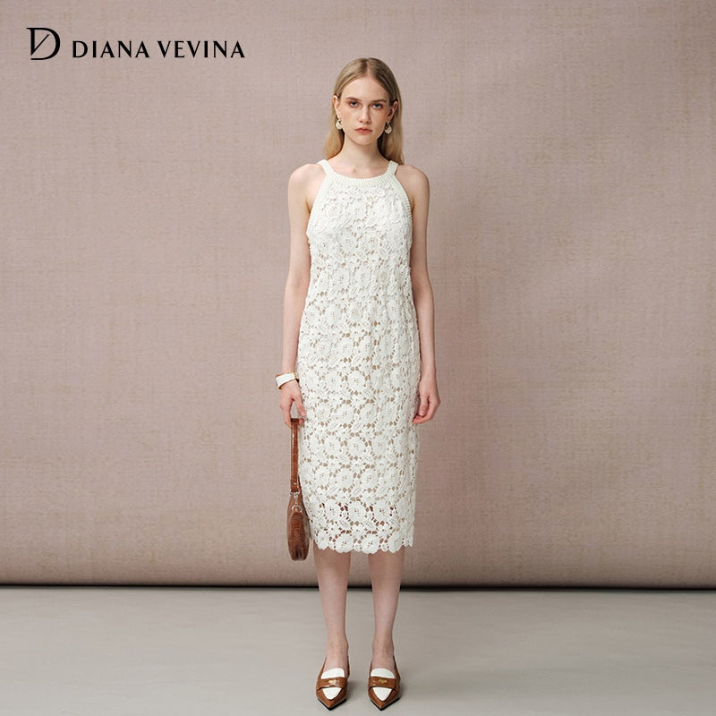LACE EMBROIDERED EYELET DRESS
