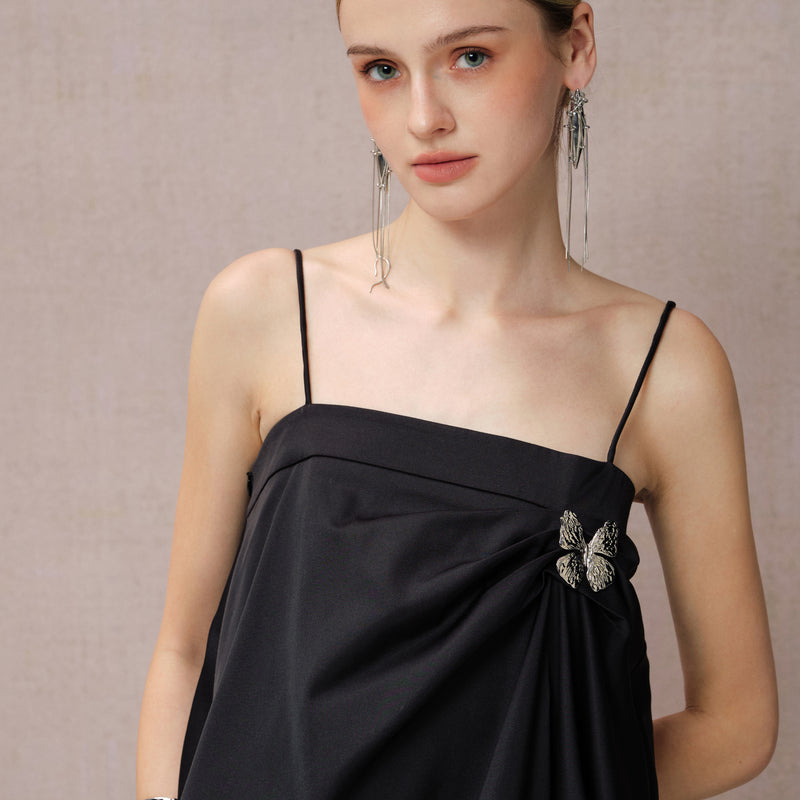 BLACK STRAPPY BUTTERFLY DRESS