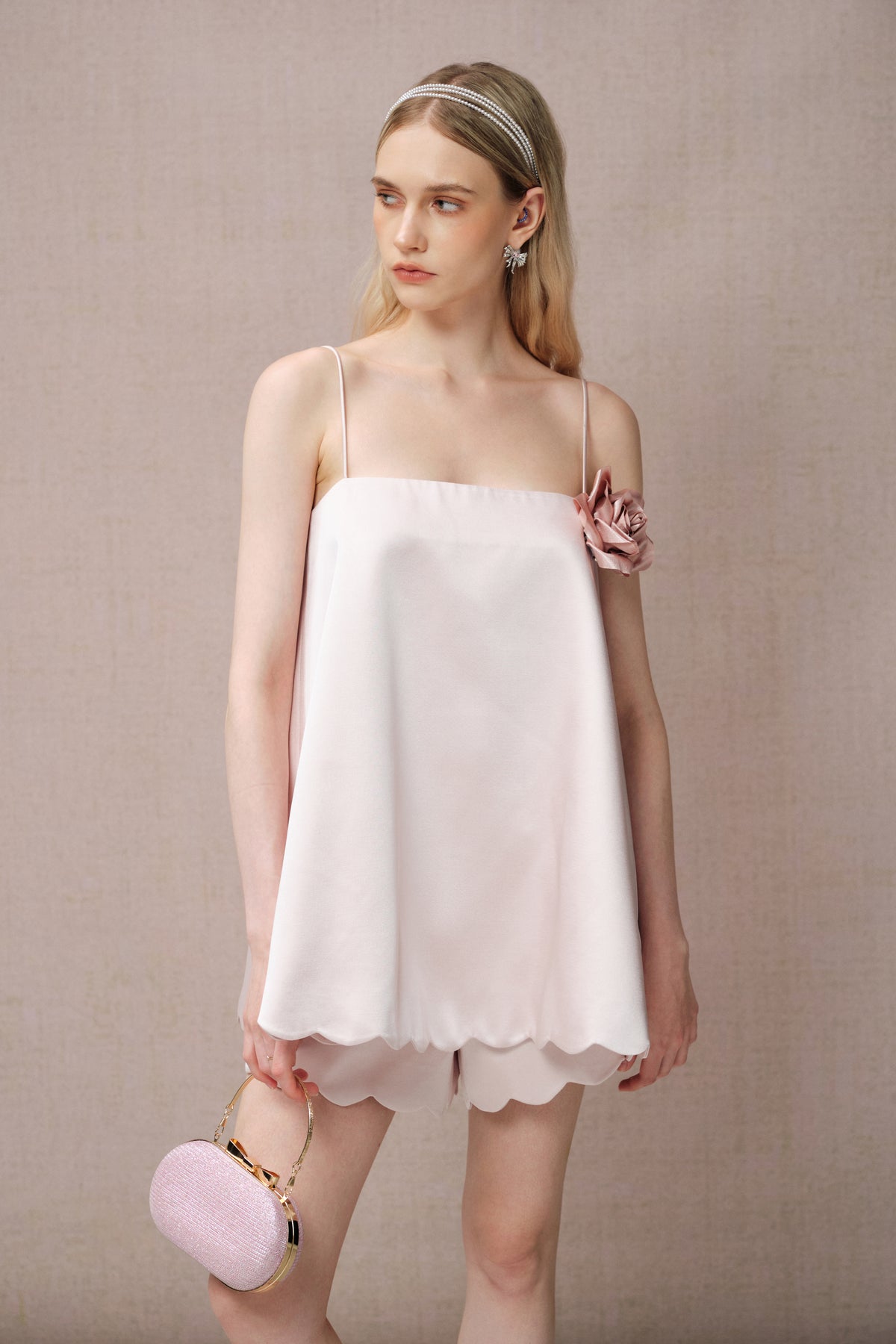 PINK WAVY EDGE SATIN SHORTS