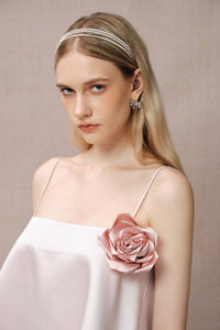 PINK RUFFLE EDGE SATIN FLORAL CAMI