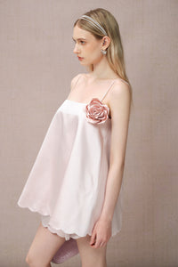 PINK RUFFLE EDGE SATIN FLORAL CAMI