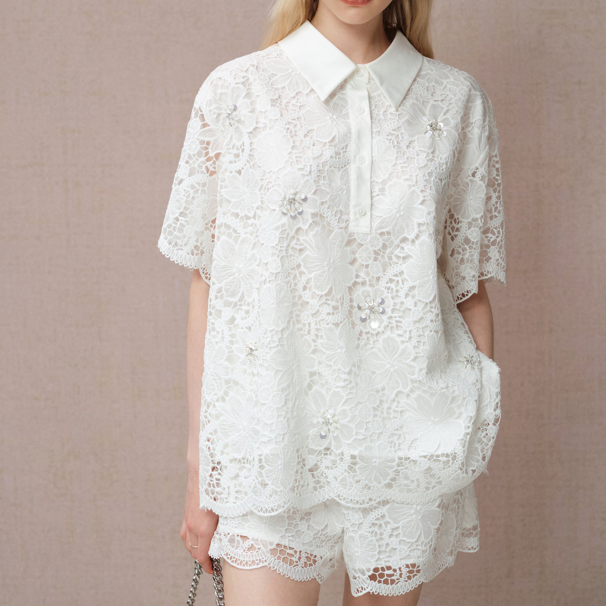 LACE SHORT SLEEVE SHIRT