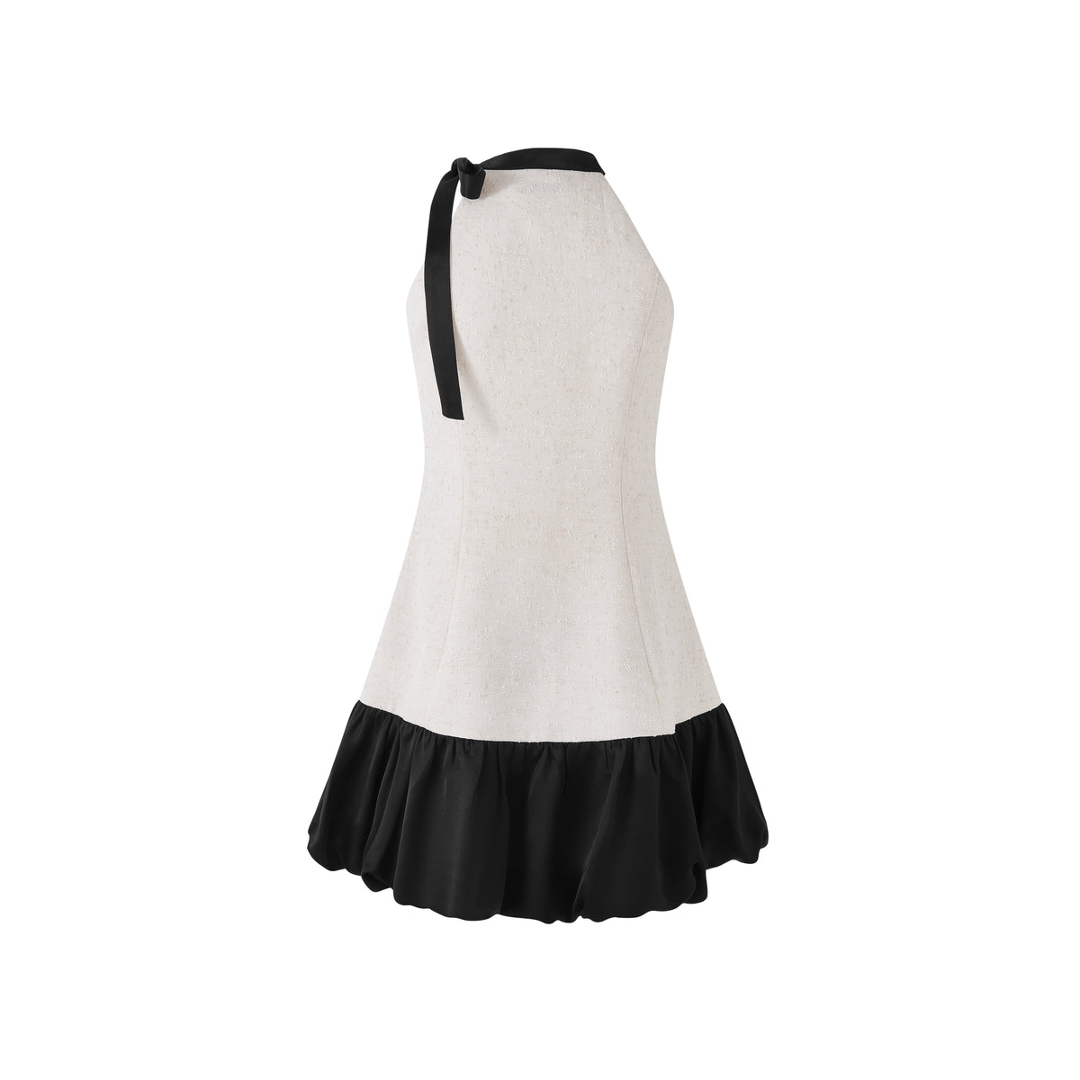 Colorblock Bubble Hem Halter Dress