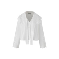 White Cutout Floral Embroidered Shirt