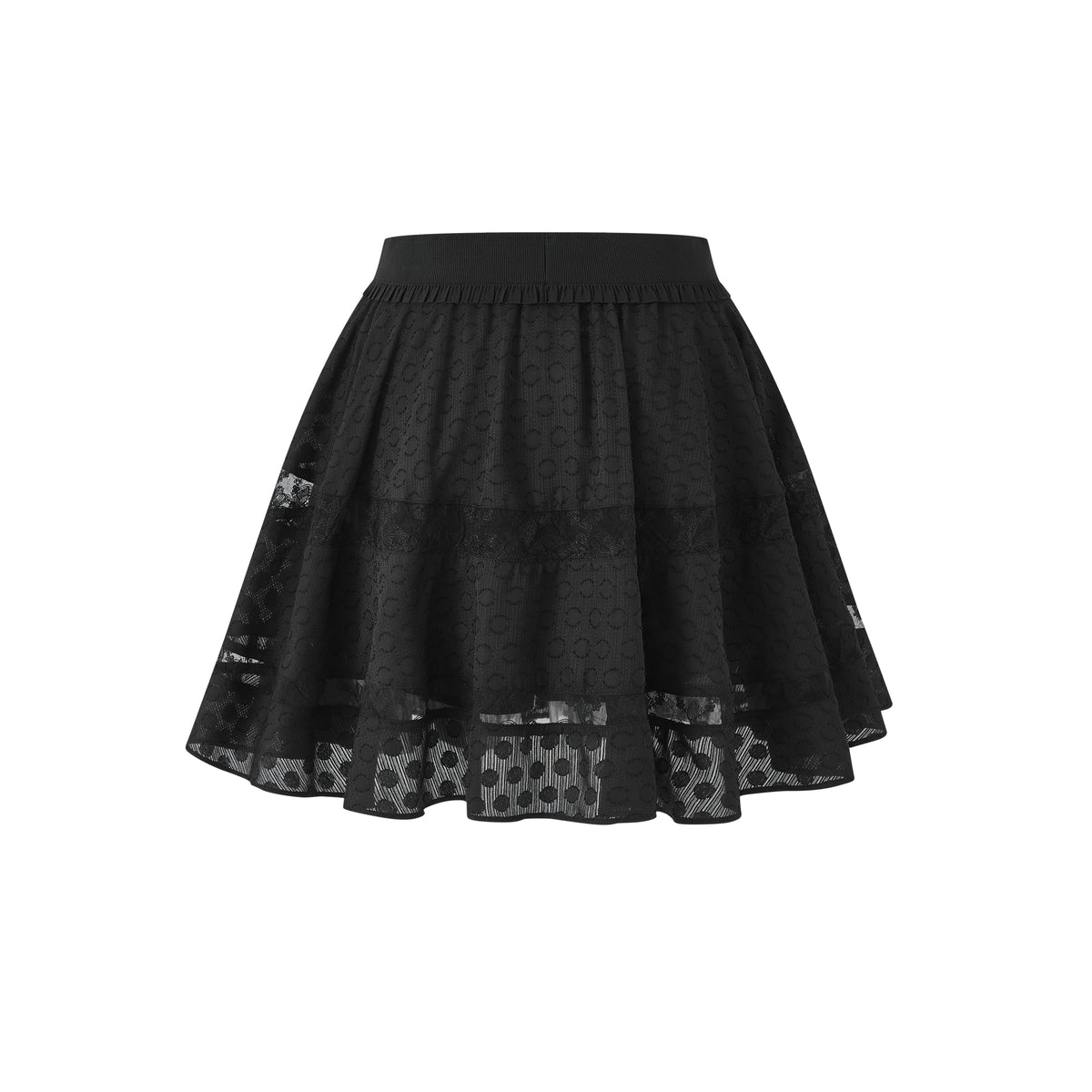 Lace Patchwork Polka Dot Jacquard Skirt