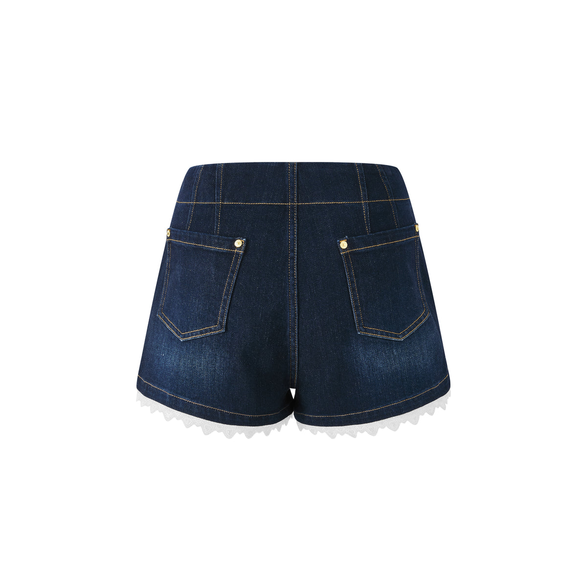 Braided Trim Denim Shorts