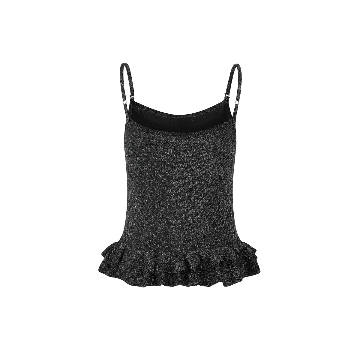 Bow Brooch Ruffle Trim Knit Cami Top