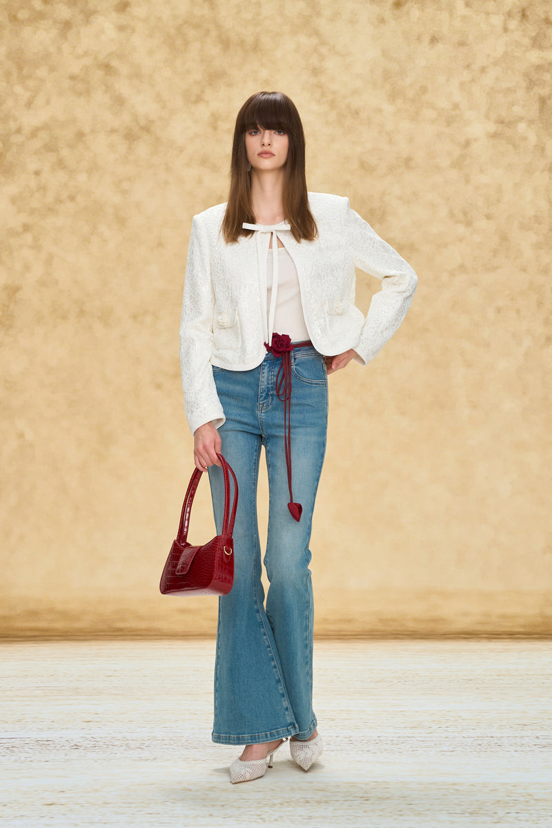 Ribbon Tie Sheer Lace Layering Cardigan