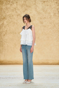 Lace Strap Polka Dot Jacquard Chiffon Camisole
