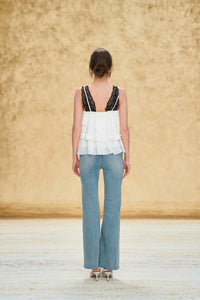 Lace Strap Polka Dot Jacquard Chiffon Camisole