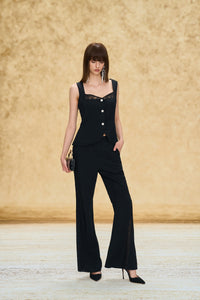 Lace Trim Slim Fit Sleeveless Top