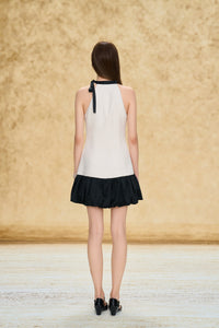 Colorblock Bubble Hem Halter Dress