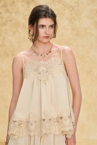 Delicate Lace Trim Short Sleeve Top