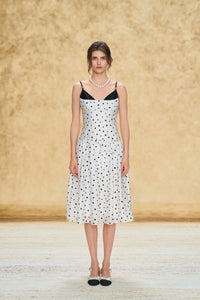 Contrast Trim Polka Dot Cami Dress