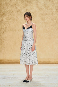 Contrast Trim Polka Dot Cami Dress