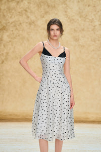 Contrast Trim Polka Dot Cami Dress