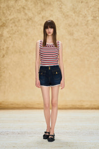 Braided Trim Denim Shorts