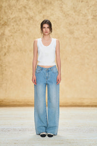 Lace Print Wide Leg Jeans