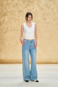 Lace Print Wide Leg Jeans