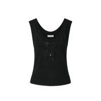 3D Butterfly Appliqué Knit Sweater Vest Black