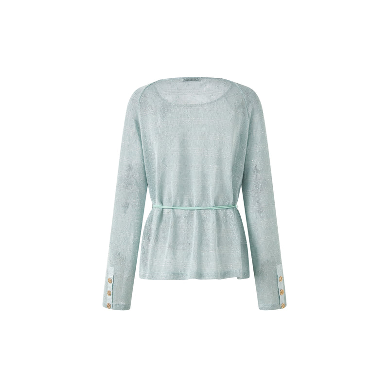 Mint Green Gold Button Vintage Blouse