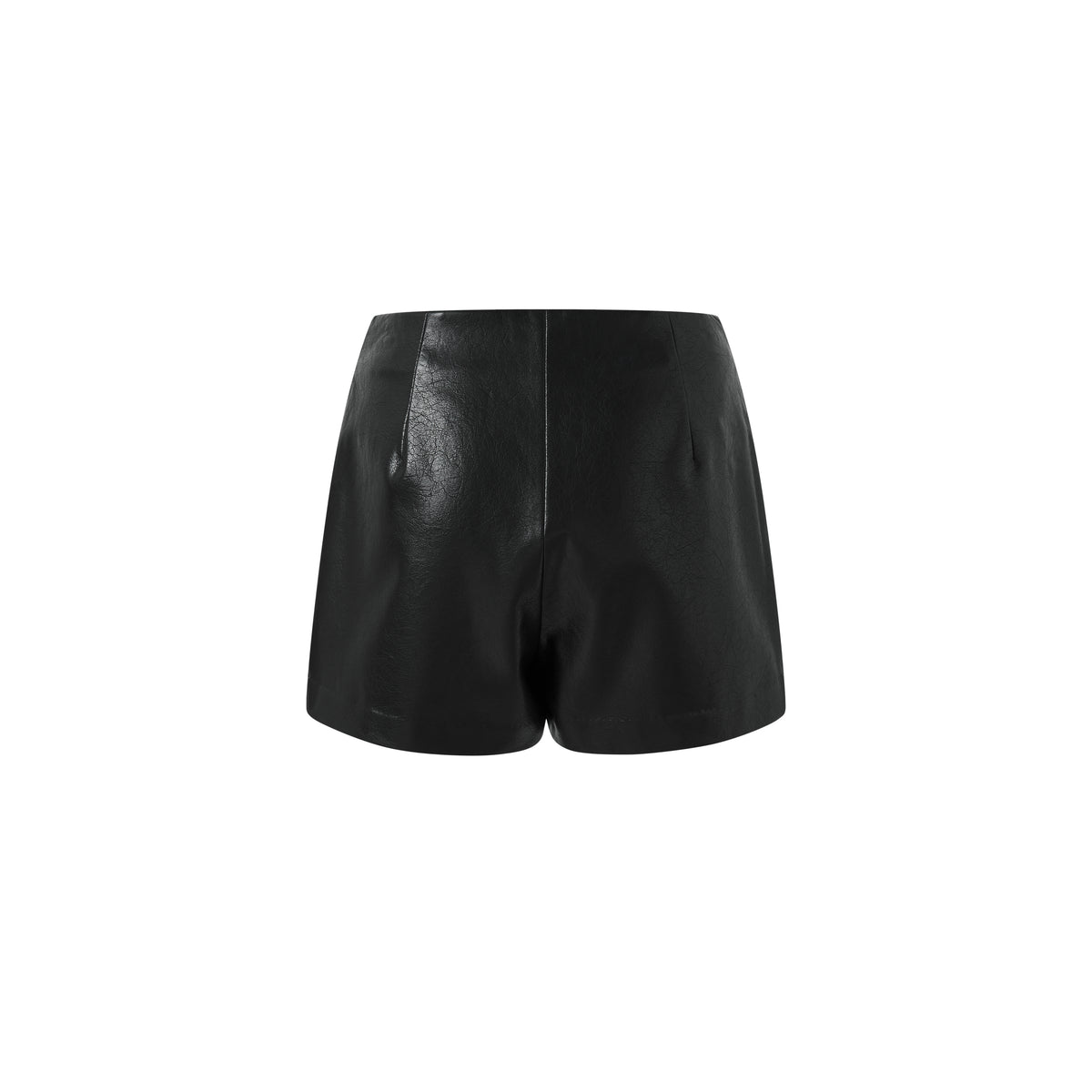Gold Button Faux Leather Skort