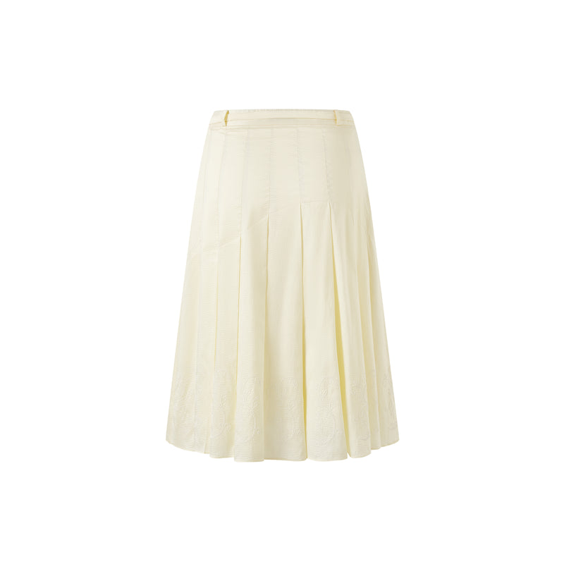 Moonlight Ivory Arabesque Pattern Midi Skirt