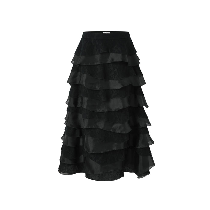 Black Organza Tiered Ruffle Cake Skirt