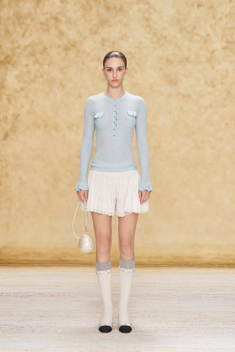 Minimalist Henley Top Blue