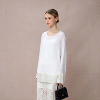 KNIT PANEL LONG SLEEVE T-SHIRT
